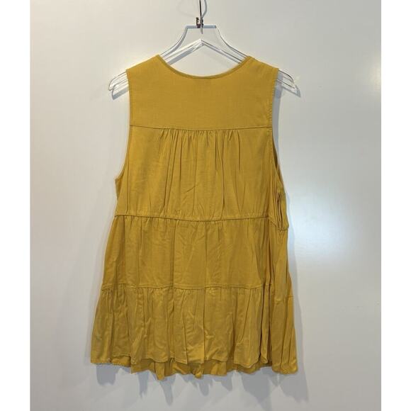 Torrid‎ Women's Rayon Slub Button Front Yellow Tiered Tank Shirt Top Sz 1 (417) - Picture 6 of 9